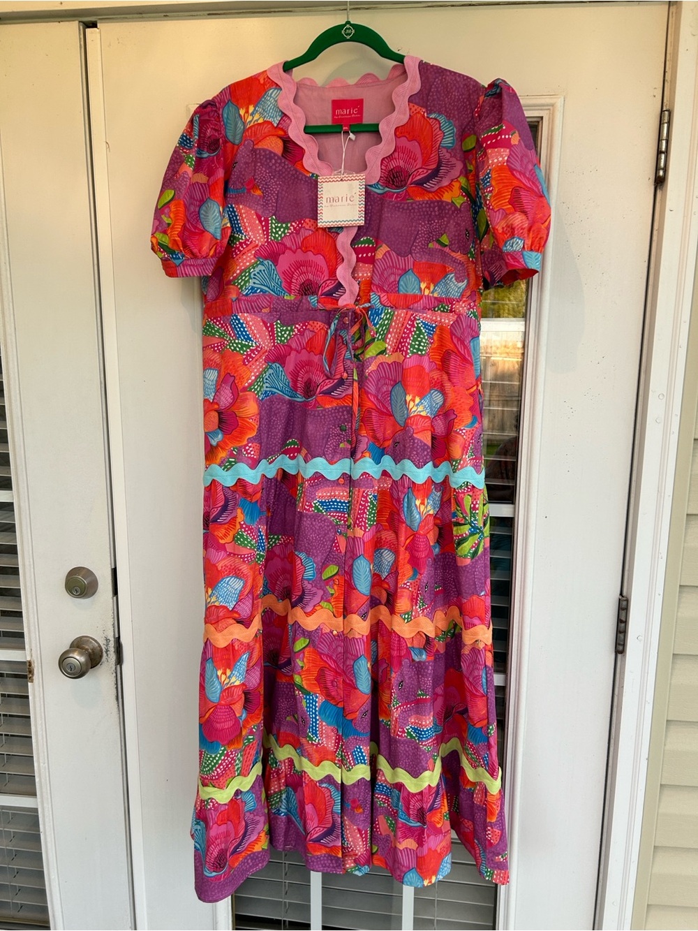 Maripe Vibrant Pink & Purple Floral Ruffle-Trim Dress